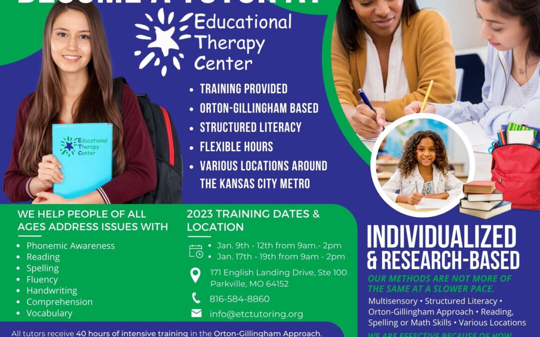 Become A Tutor at Educational Therapy Center