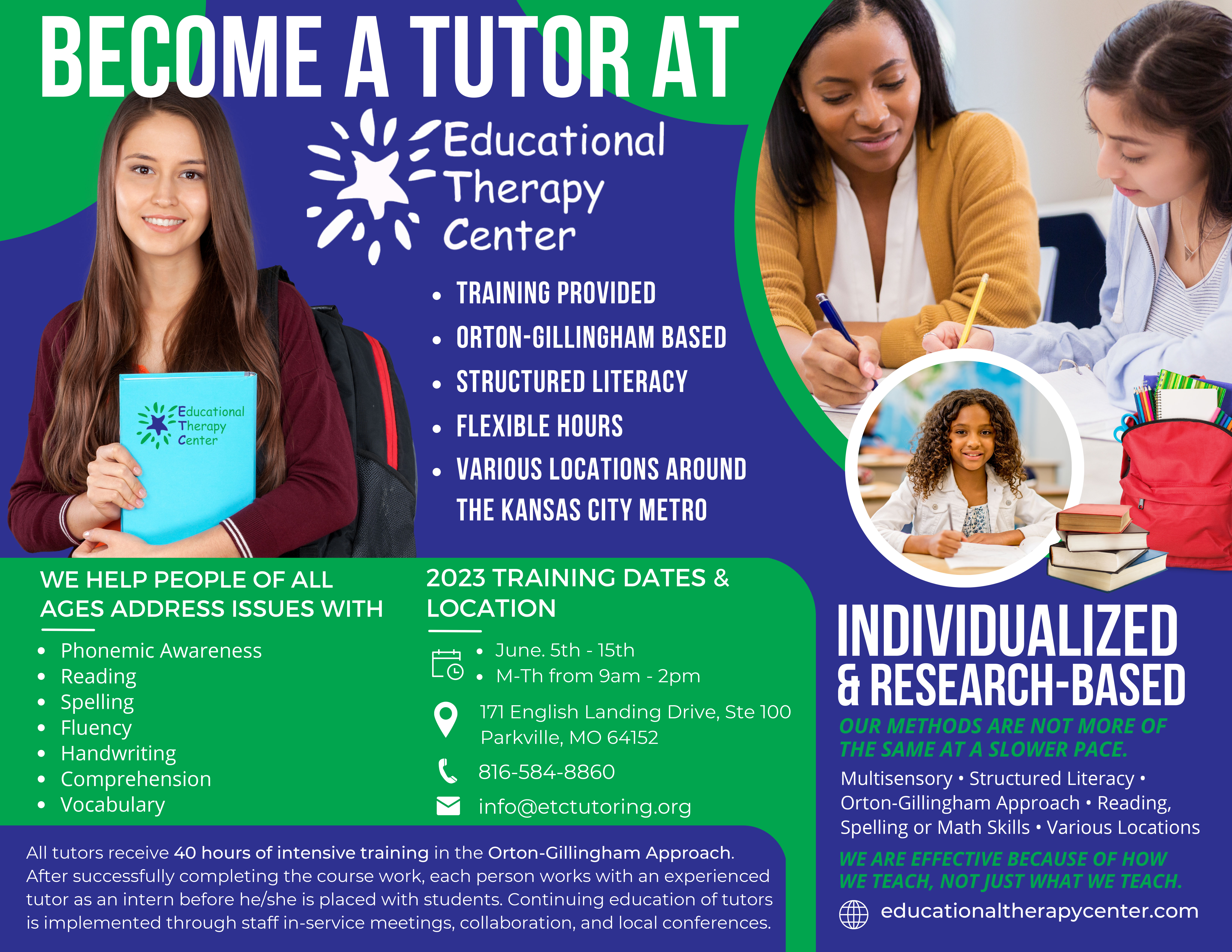 Become a Tutor at Educational Therapy Center 2023